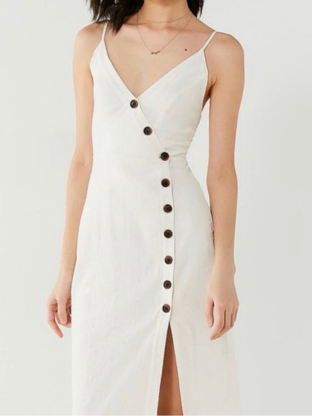 Urban Outfitters Cream Button-Front  Midi Dress ptp 18 length 47 retails $79